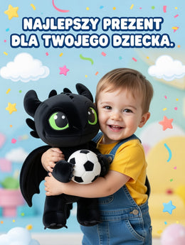 DUŻA MASKOTKA SMOK BEZZĘBNY 60 CM Z OGONEM PLUSZOWY DRAGON PREZENT