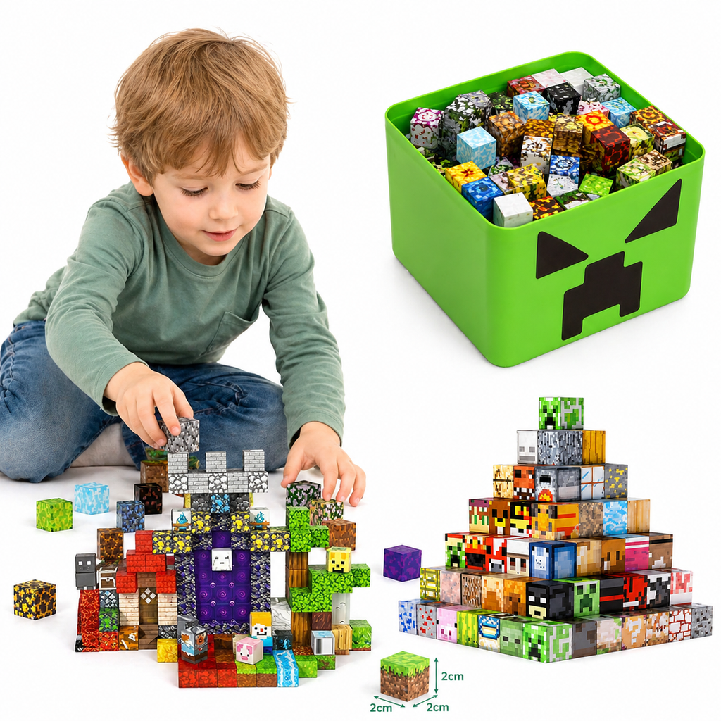 MAGNETYCZNY KONSTRUKTOR 200 ELEMENTÓW + FIGURKI | KLOCKI MAGNETYCZNE PIXEL