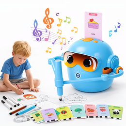 Interaktywny robot rysujący AI dla dzieci – 100 kart + markery + tablica