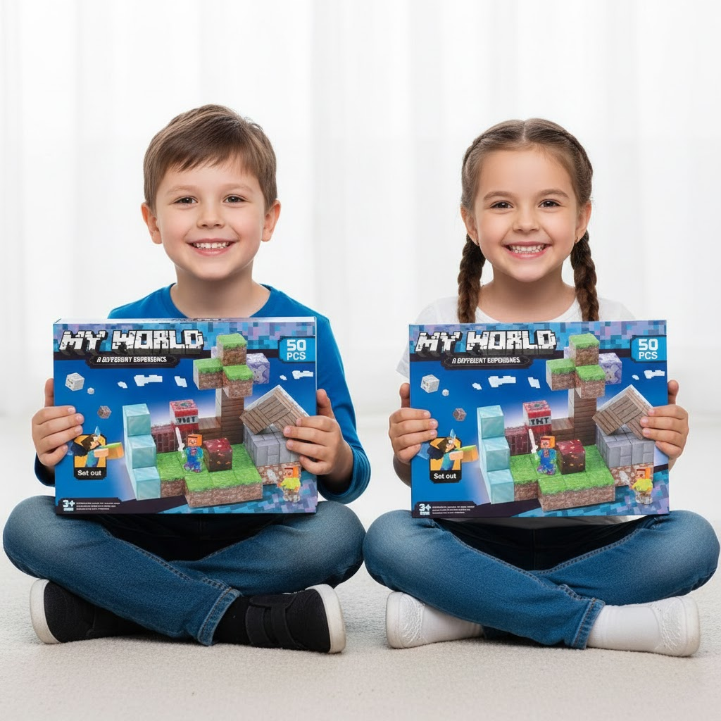 MEGA ZESTAW 50 ELEMENTÓW! MAGNETYCZNY KONSTRUKTOR MINECRAFT – STWÓRZ ŚWIAT, O JAKIM MARZYSZ!