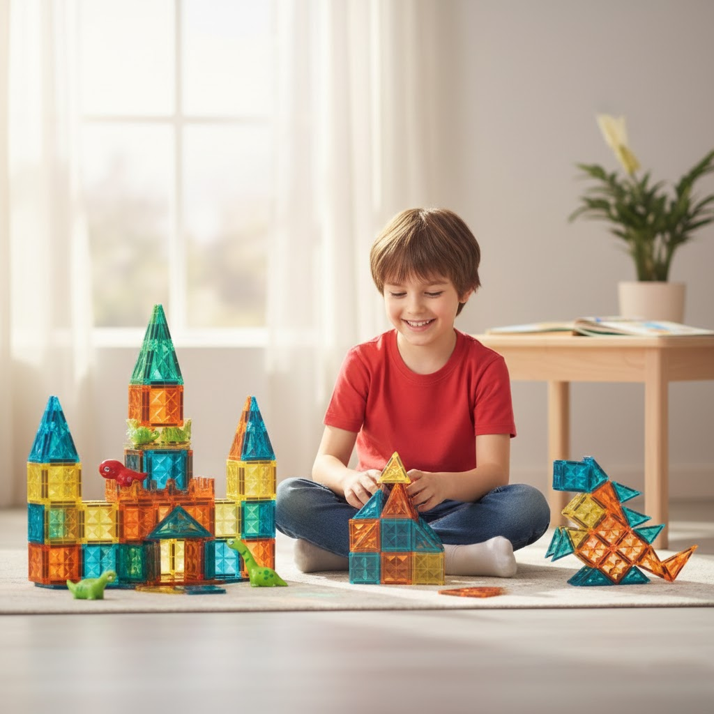 MAGNETYCZNY KONSTRUKTOR "ŚWIAT DINOZAURÓW" (68 ELEMENTÓW)  MEGA HIT