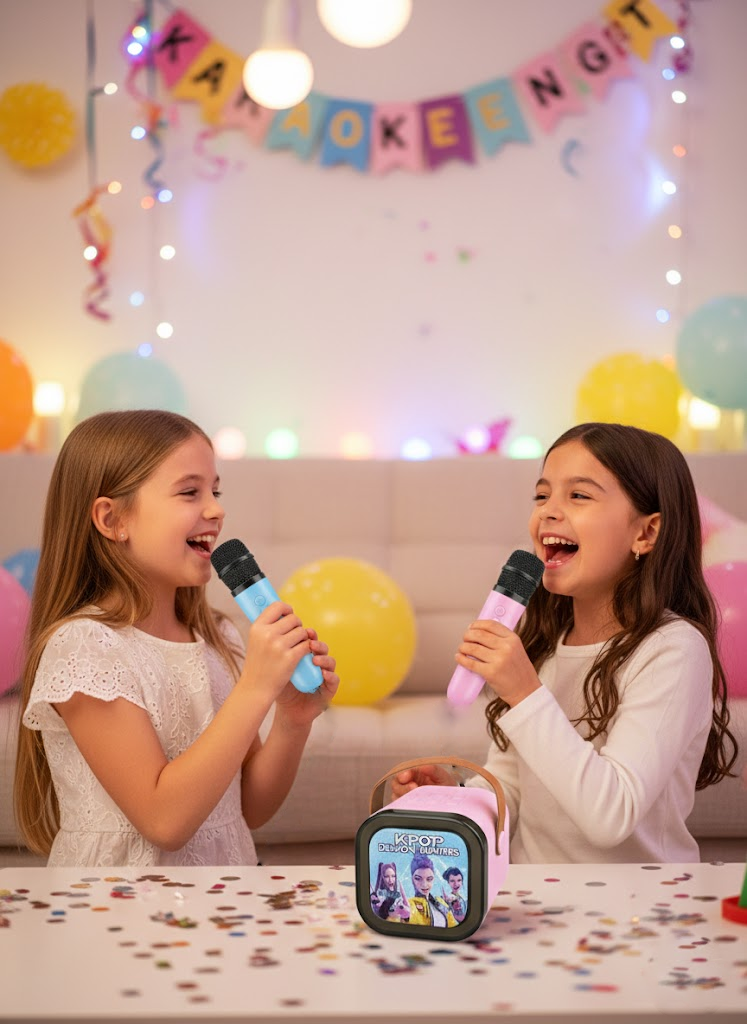 ZESTAW KARAOKE BLUETOOTH + 1 BEZPRZEWODOWY MIKROFON K-POP DEMON HUNTERS