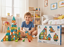 MAGNETYCZNY KONSTRUKTOR "ŚWIAT DINOZAURÓW" (68 ELEMENTÓW)  MEGA HIT