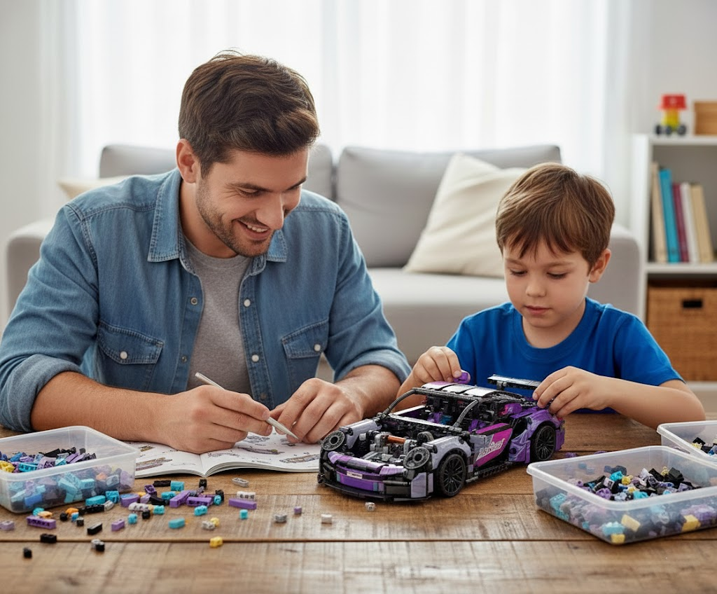 ZESTAW KLOCKÓW SAMOCHÓD SPORTOWY "CYBER-WYŚCIGÓWKA" (PONAD 1400 ELEMENTÓW)