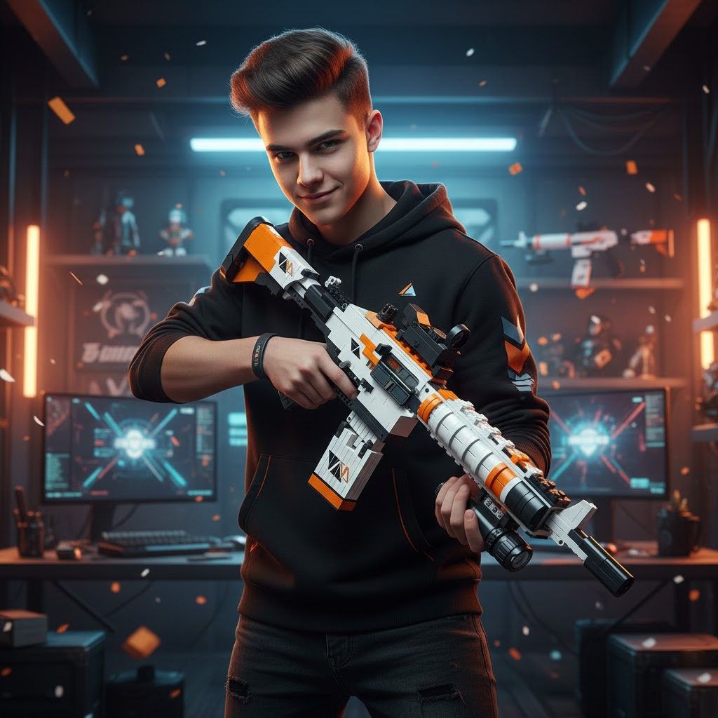 KLOCKI PROJEKTANT MONTAŻ BROŃ M4A4 AZIMOV (1388 CZĘŚCI) CS:GO DLA CHŁOPAKA