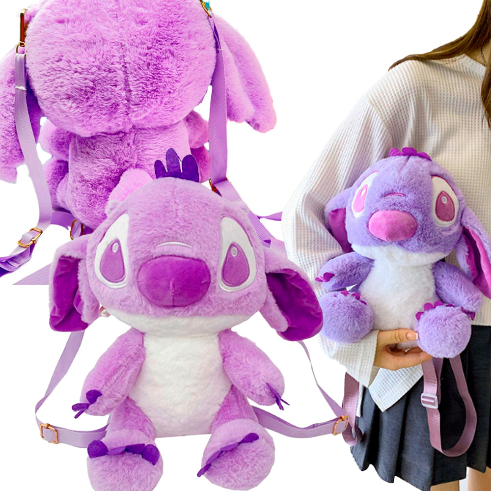 PLECAK TOREBKA PLUSZAK STICH STITCH MASKOTKA PLUSZOWA NA RAMIĘ DZIECI DUŻA FIOLETOWY 30*25 CM