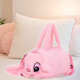 PLUSZOWA TOREBKA DLA DZIECI STICH KAPIBARA Z PSZCZÓŁKĄ TORBA MIĘKKA PRZYTULANKA RÓŻOWY 30*25 CM