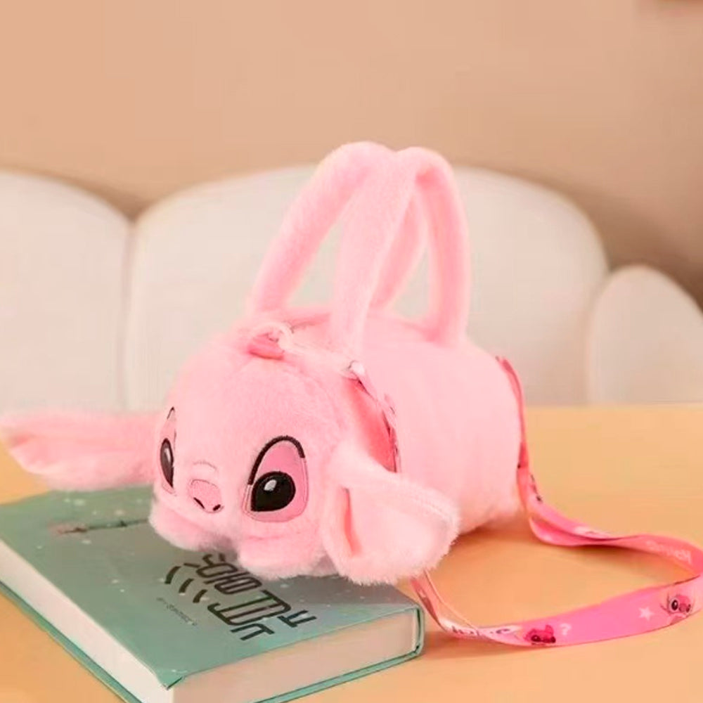 PLUSZOWA TOREBKA DLA DZIECI STICH KAPIBARA Z PSZCZÓŁKĄ TORBA MIĘKKA PRZYTULANKA RÓŻOWY 30*25 CM