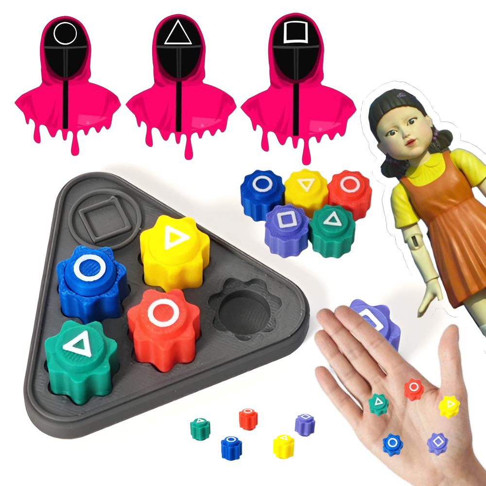 ZESTAW GIER 3W1 INSPIROWANY SQUID GAME KSZTAŁTY, WYZWANIA, GRY DLA DZIECI