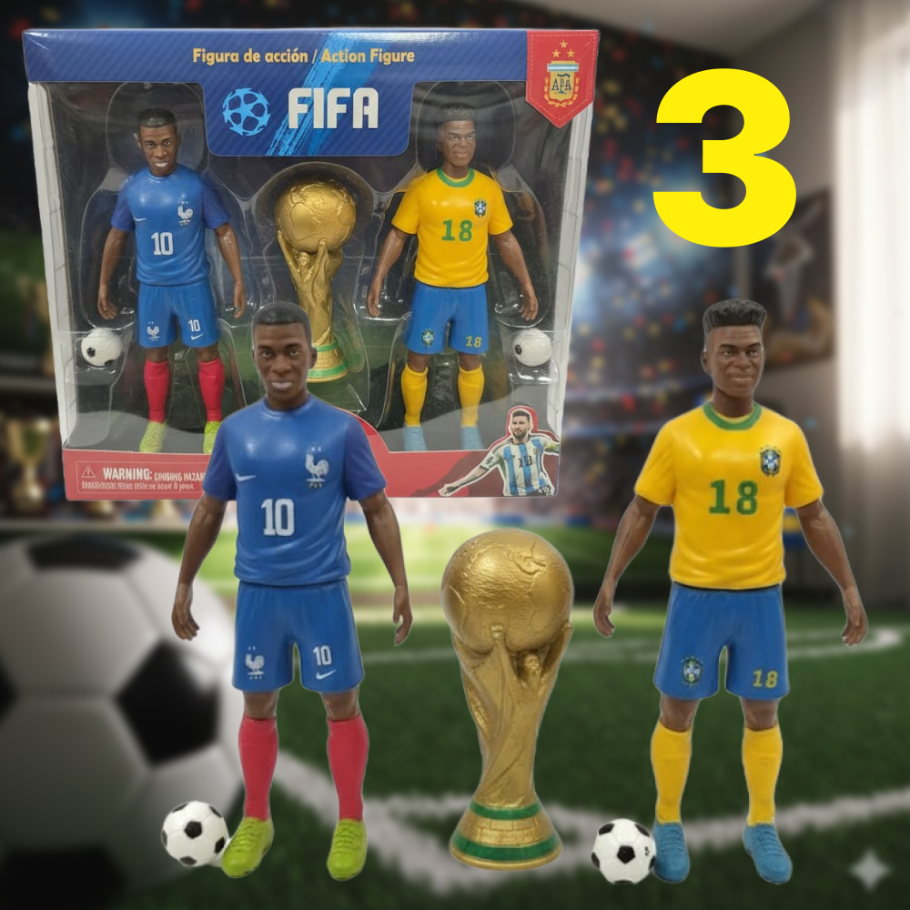 ZESTAW FIGUREK PIŁKARSKICH FIFA 15 CM + PUCHAR MISTRZÓW 4 OPCJE PREZENT