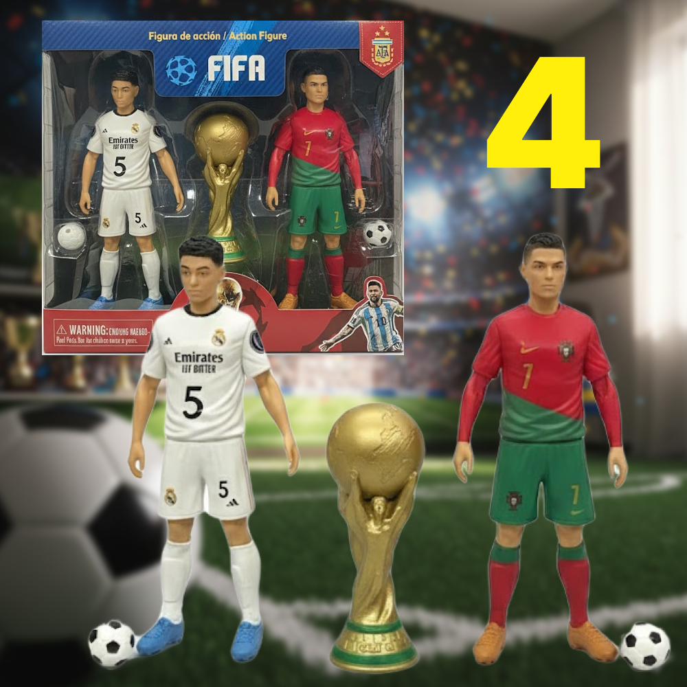 ZESTAW FIGUREK PIŁKARSKICH FIFA 15 CM + PUCHAR MISTRZÓW 4 OPCJE PREZENT