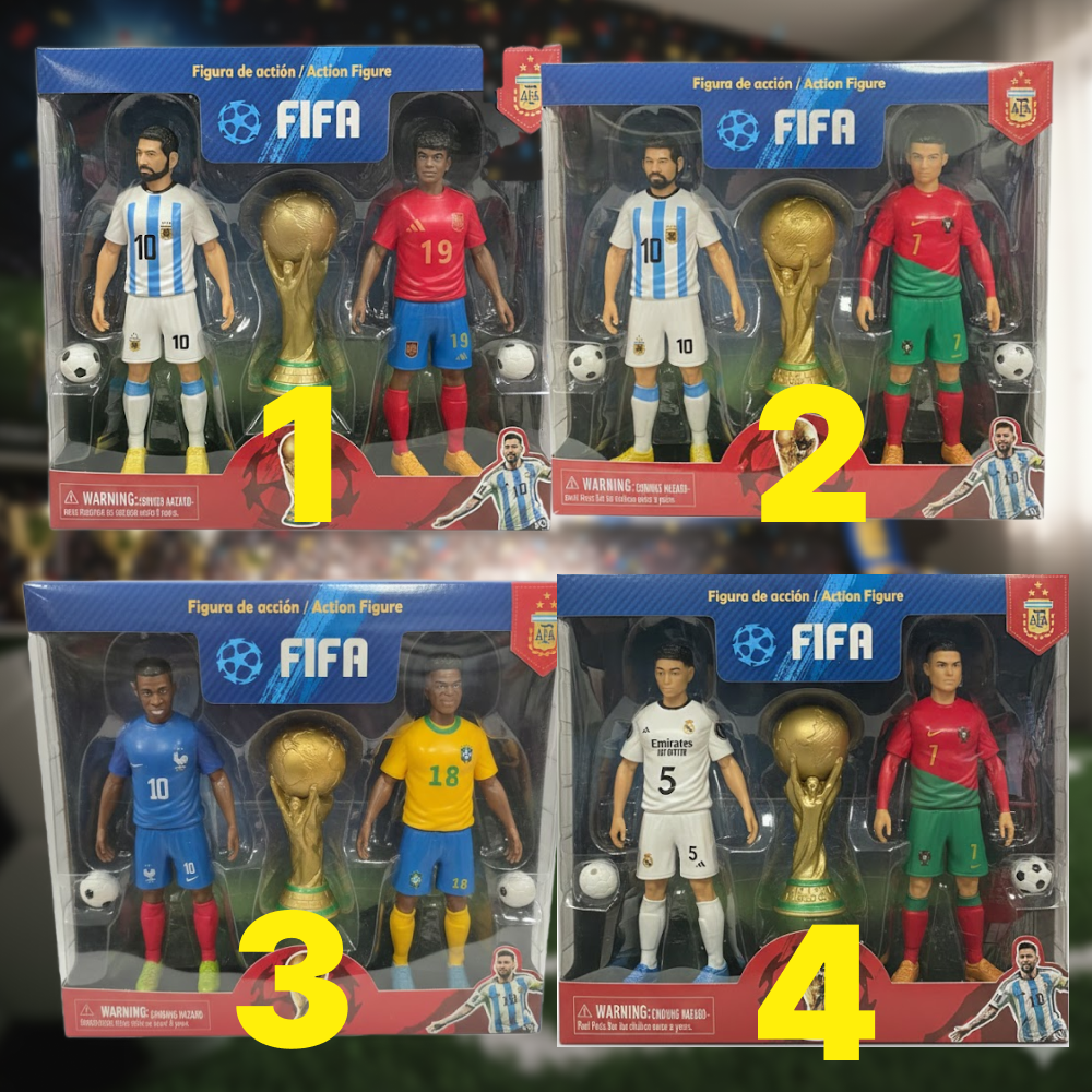 ZESTAW FIGUREK PIŁKARSKICH FIFA 15 CM + PUCHAR MISTRZÓW 4 OPCJE PREZENT