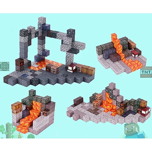 KONSTRUKTOR MAGNETYCZNY MINECRAFT JASKINIA Z LAWĄ 147 EL KLOCKI 3D ZABAWKA
