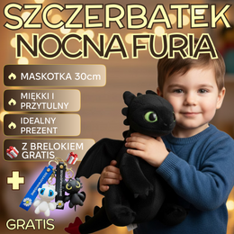 SZCZERBATEK NOCNA FURIA MASKOTKA 30cm DRAGON JAK WYTRESOWAĆ SMOKA BRELOK PREZENT