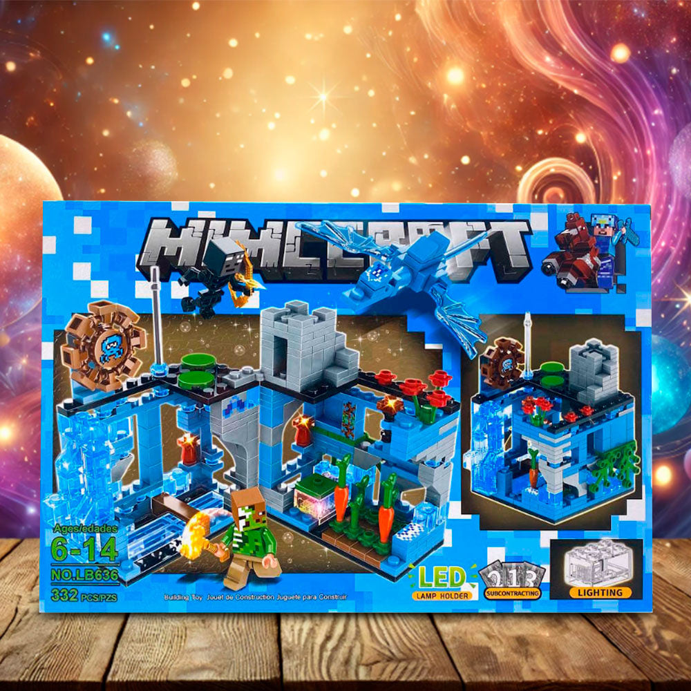 KLOCKI MINECRAFT PLASTIKOWE MY WORLD ATAK DIAMENTOWEGO SMOKA 332 EL ŚWIECĄCE BLOKI IDEALNY PREZENT