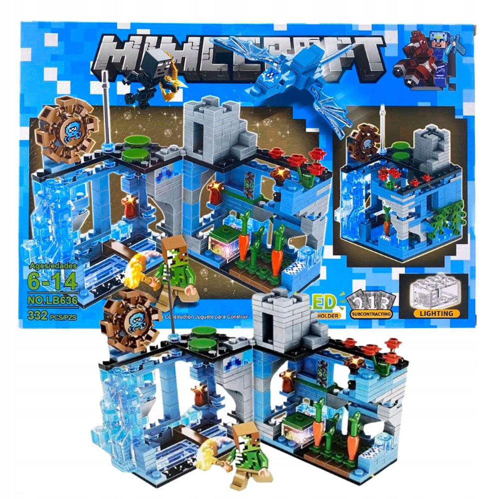 KLOCKI MINECRAFT PLASTIKOWE MY WORLD ATAK DIAMENTOWEGO SMOKA 332 EL ŚWIECĄCE BLOKI IDEALNY PREZENT