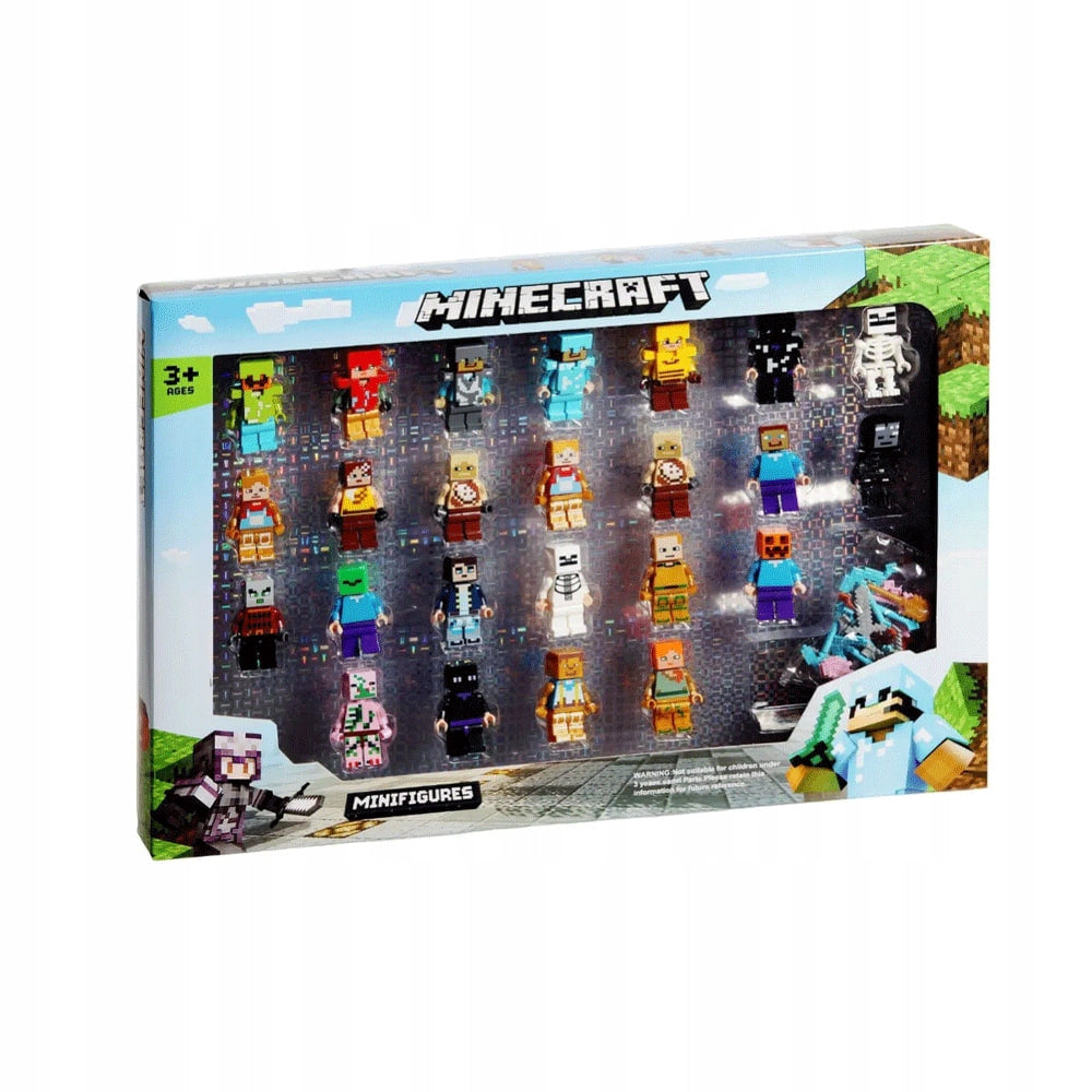 KLOCKI MINECRAFT MINI FIGURKI 24 SZTUKI DLA DZIECI Z BOHATERAMI MINECRAFTA