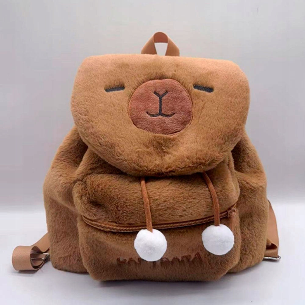 PLECAK PLUSZOWY KAPIBARA MIĘKKI PLUSZOWA TORBA PLECACZEK BRĄZOWY KAPIBARA