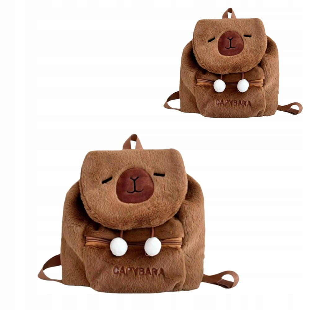PLECAK PLUSZOWY KAPIBARA MIĘKKI PLUSZOWA TORBA PLECACZEK BRĄZOWY KAPIBARA
