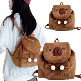 PLECAK PLUSZOWY KAPIBARA MIĘKKI PLUSZOWA TORBA PLECACZEK BRĄZOWY KAPIBARA