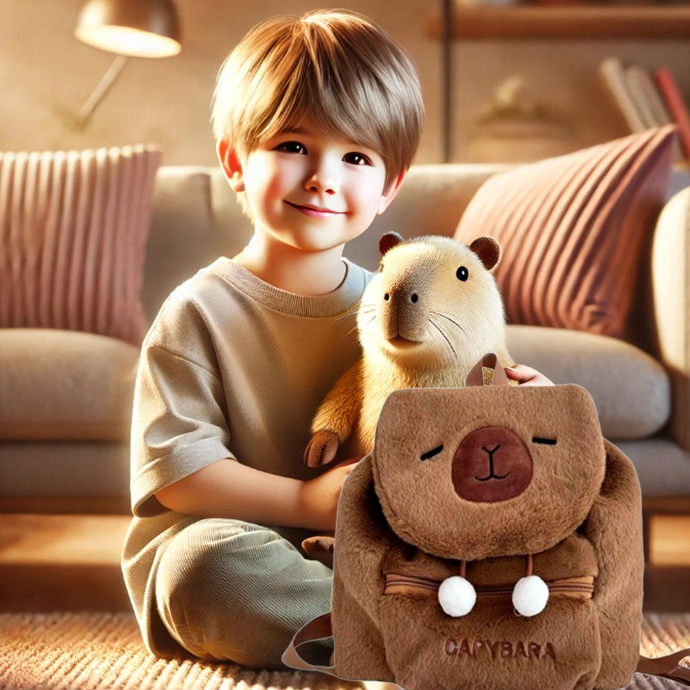 PLECAK PLUSZOWY KAPIBARA MIĘKKI PLUSZOWA TORBA PLECACZEK BRĄZOWY KAPIBARA