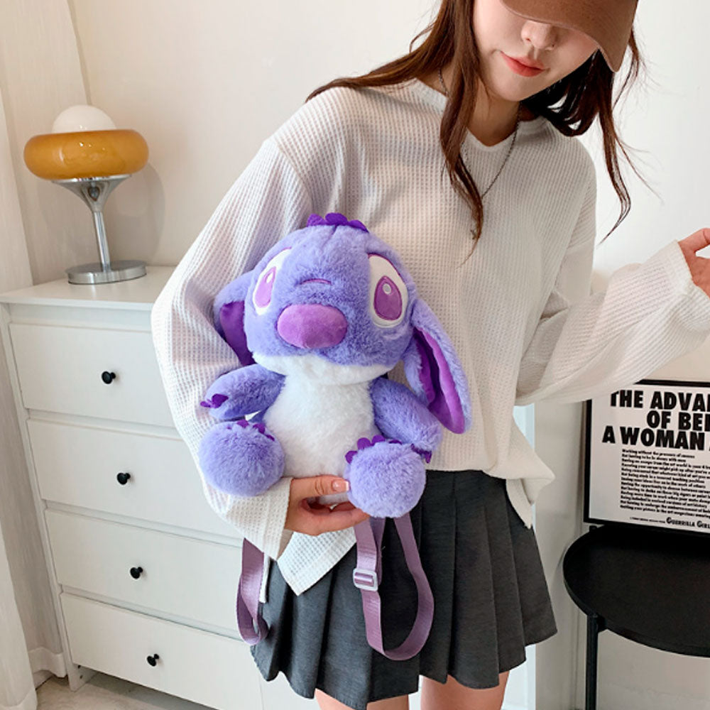 PLECAK TOREBKA PLUSZAK STICH STITCH MASKOTKA PLUSZOWA NA RAMIĘ DZIECI DUŻA FIOLETOWY 30*25 CM