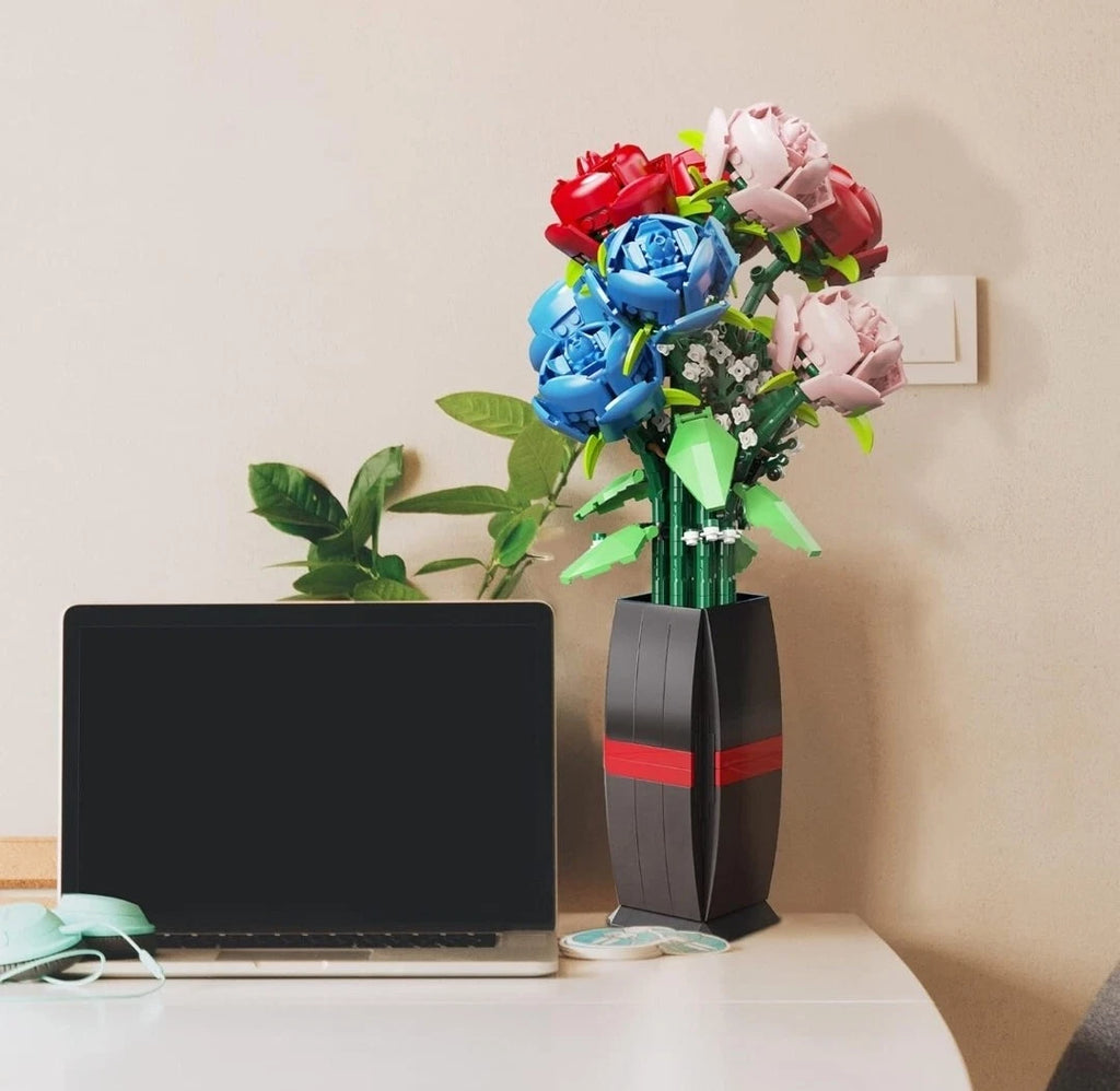KLOCKI BUKIET KWIATÓW W WAZONIE 757 EL. ZESTAW DEKORACYJNY FLOWERS PREZENT
