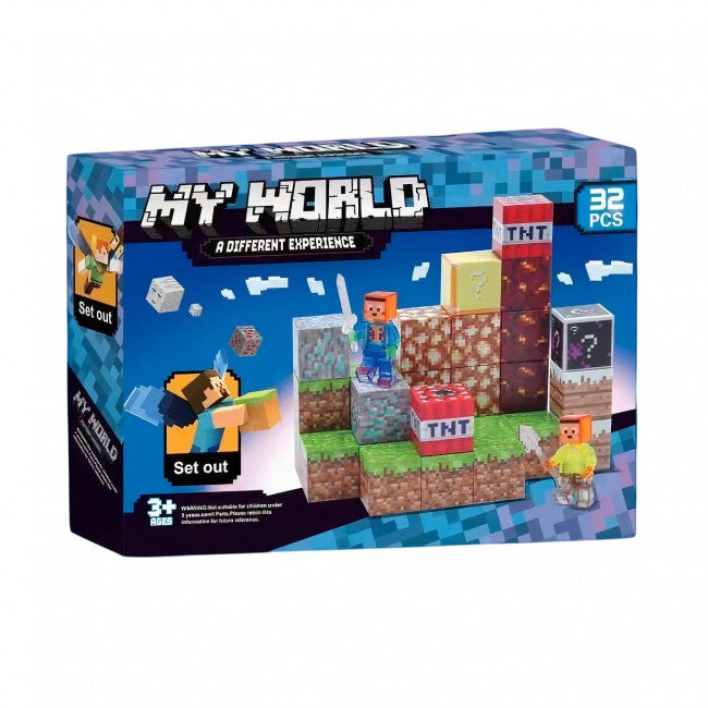 MAGNETYCZNY MINECRAFT 32 EL. – BŁYSKAWICZNA BUDOWA ŚWIATA! POBÓDŹ WYOBRAŹNIĘ I ROZWIJAJ LOGIKĘ!