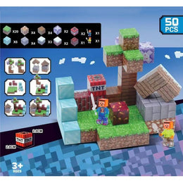MEGA ZESTAW 50 ELEMENTÓW! MAGNETYCZNY KONSTRUKTOR MINECRAFT – STWÓRZ ŚWIAT, O JAKIM MARZYSZ!