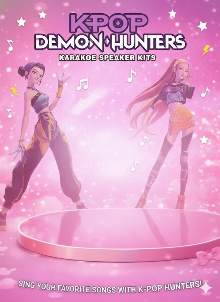 ZESTAW KARAOKE BLUETOOTH + 1 BEZPRZEWODOWY MIKROFON K-POP DEMON HUNTERS
