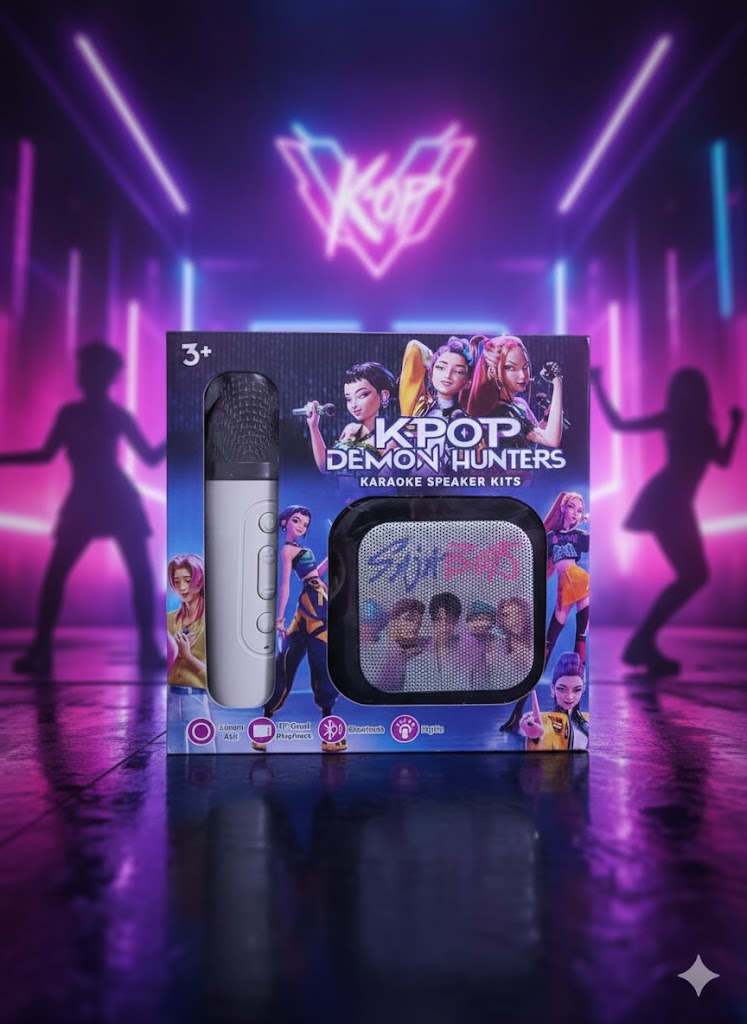 ZESTAW KARAOKE BLUETOOTH + 1 BEZPRZEWODOWY MIKROFON K-POP DEMON HUNTERS