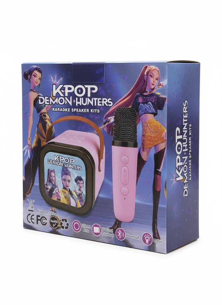 ZESTAW KARAOKE BLUETOOTH + 1 BEZPRZEWODOWY MIKROFON K-POP DEMON HUNTERS