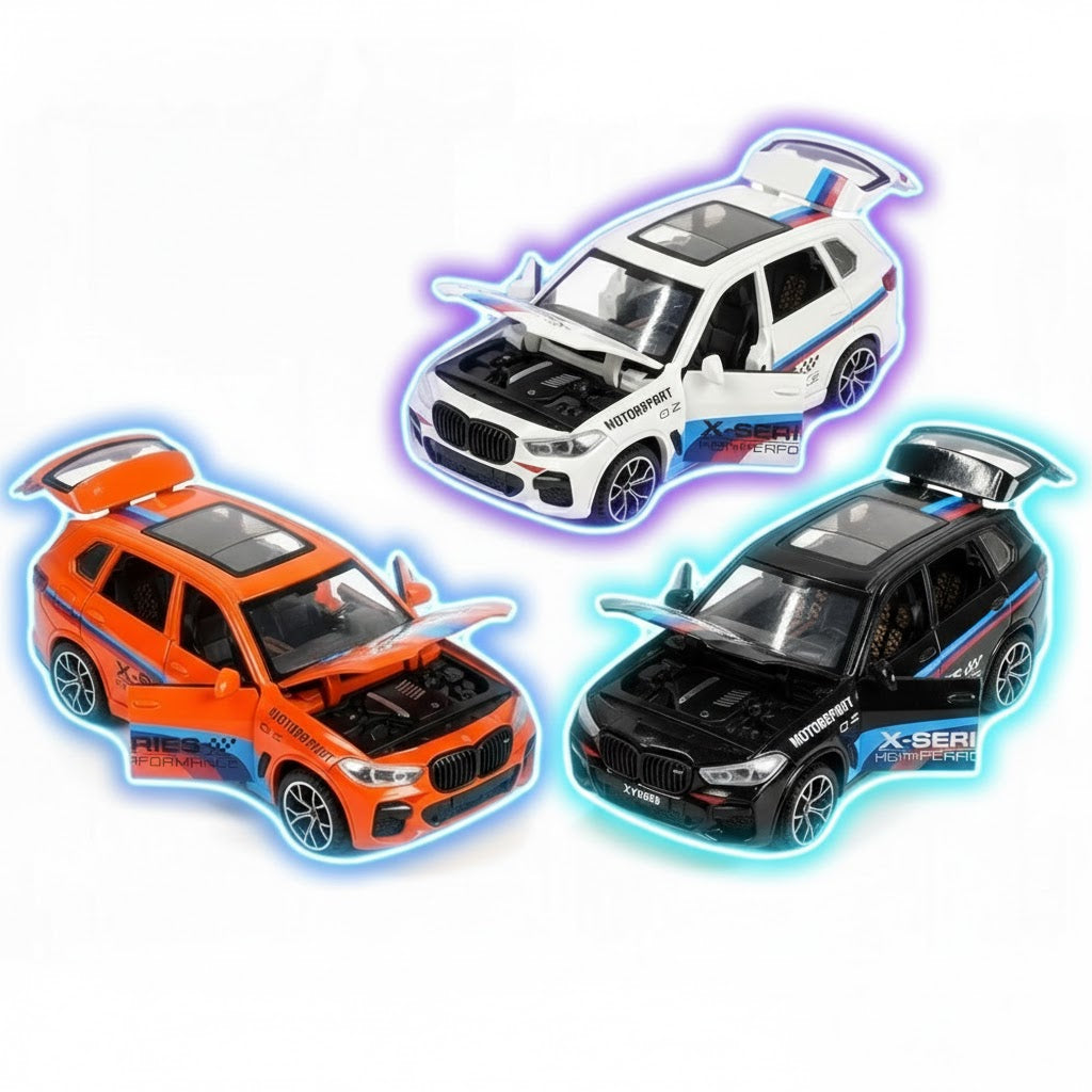 METALOWY SAMOCHÓD BMW X5 COMPETITION 20 CM ŚWIATŁA, OTWIERANE ELEMENTY