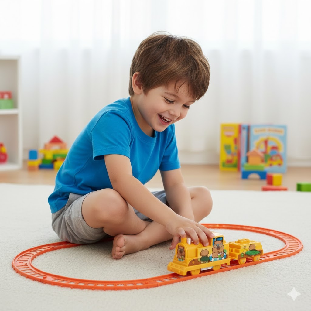 ZESTAW KOLEJKI CAPYBARA TRAIN TRACK INTERAKTYWNA ZABAWKA DLA DZIECI POCIĄG