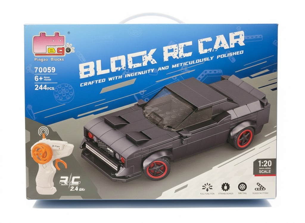 ZDALNIE STEROWANY SAMOCHÓD Z KLOCKÓW BLOCK RC CAR 244 EL. SKALA 1:20