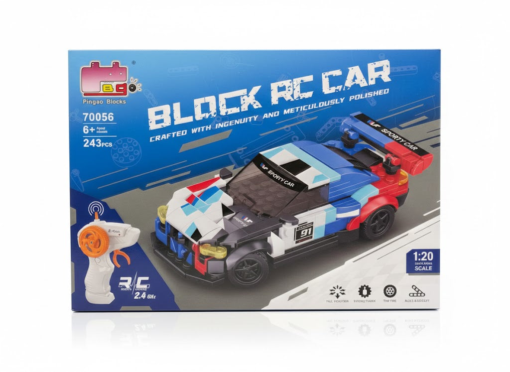 ZDALNIE STEROWANY SAMOCHÓD Z KLOCKÓW RC SPORTOWE AUTO 1:20 (243 EL.)