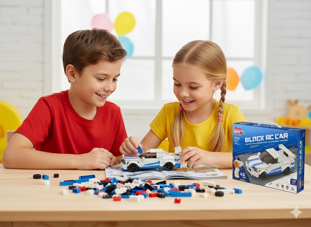 ZDALNIE STEROWANY SAMOCHÓD Z KLOCKÓW BLOCK RC CAR, 231 EL., SKALA 1:20