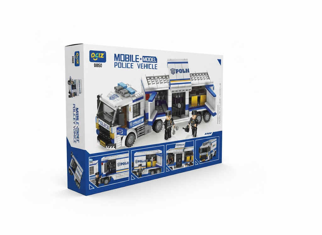 KONSTRUKTOR CIĘŻARÓWKA POLICYJNA (379 CZĘŚCI)  PRZENOŚNY POSTERUNEK KLOCKI