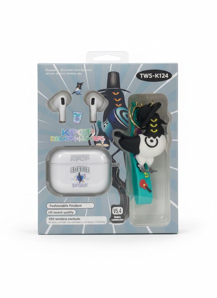 KPOP DEMON HUNTERS – BEZPRZEWODOWE SŁUCHAWKI TWS + BRELOK FIGURKA