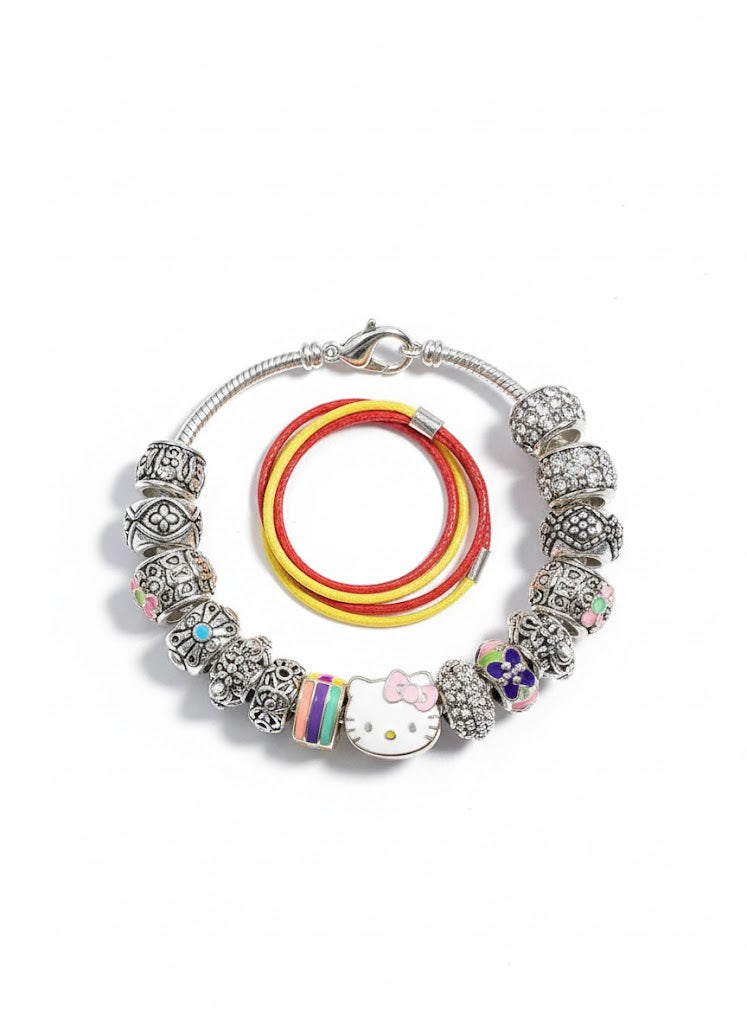 ZESTAW KREATYWNY DO TWORZENIA BRANSOLETEK I ZAWIESZEK Z KOSMETYCZKĄ KAWAII