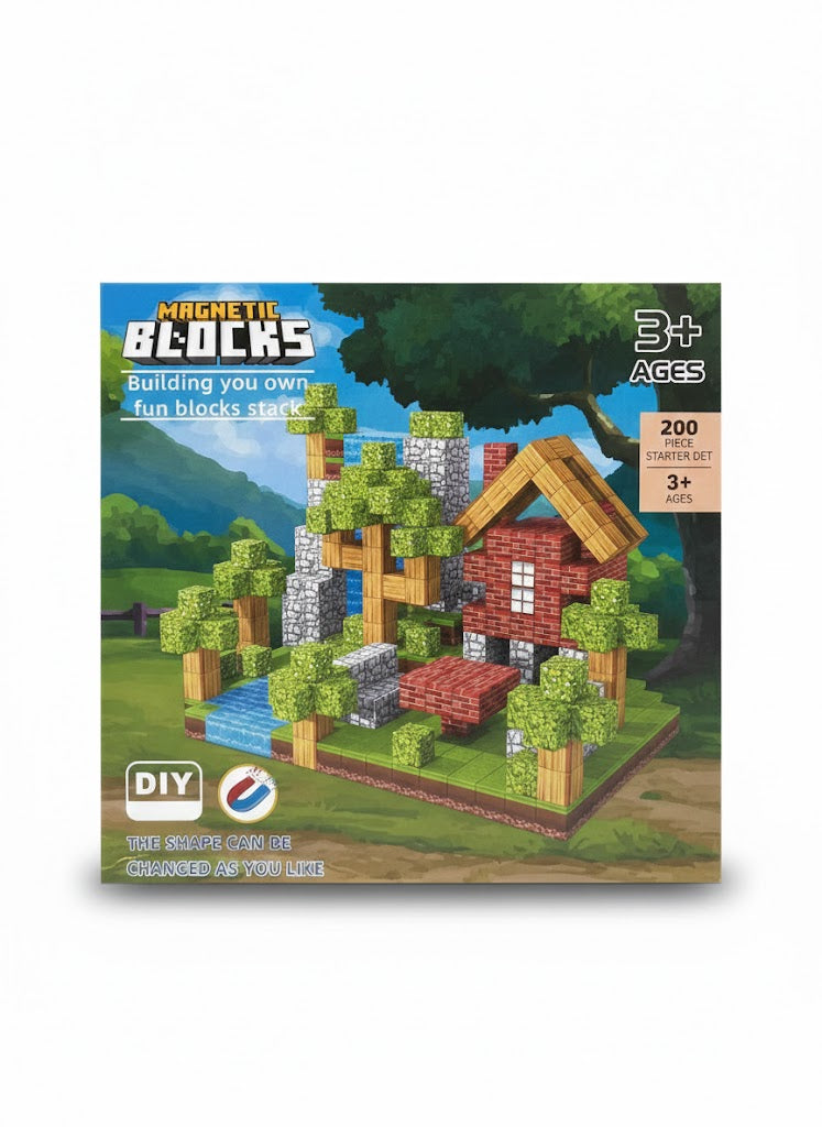 MAGNETYCZNY KONSTRUKTOR 200 EL. KLOCKI MAGNETYCZNE 3D DLA DZIECI MINECRAFT