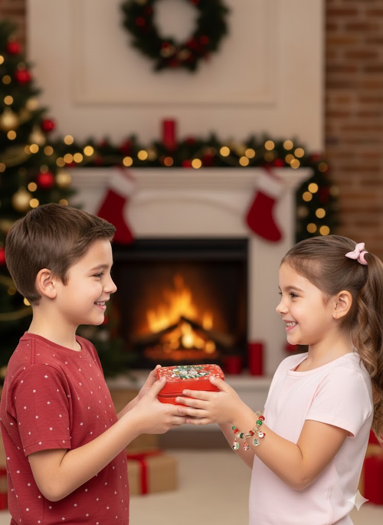 XMAS DIY ZESTAW DO ROBIENIA BRANSOLETEK BIŻUTERII KORALIKI ŚWIĄTECZNE