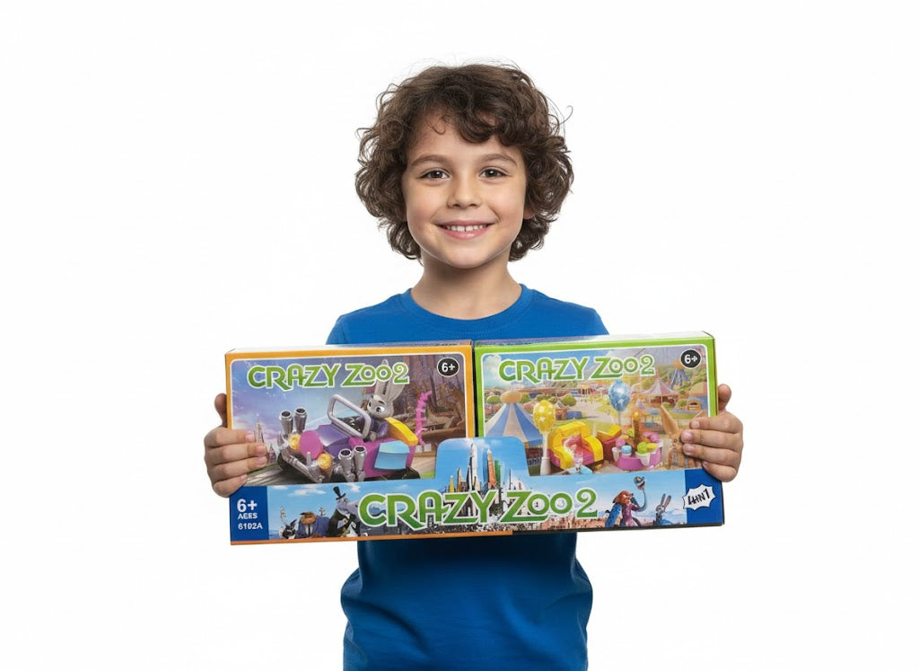 ZESTAW KLOCKÓW CRAZY ZOO 2 KLOCKI KONSTRUKCYJNE 4W1 ZWIERZĘTA ZWIERZOGRÓD