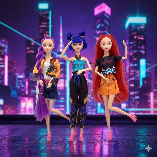 LALKI K-POP DEMON HUNTERS 30 CM – ZESTAW 3 LALEK Z MUZYKĄ