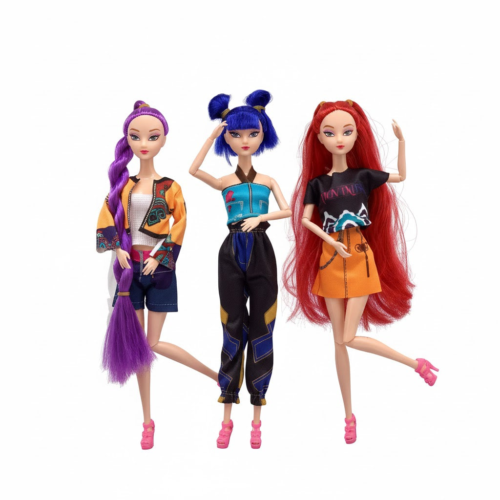 LALKI K-POP DEMON HUNTERS 30 CM – ZESTAW 3 LALEK Z MUZYKĄ