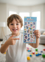 ZESTAW 4 W 1 NAKLEJKI KOSMICZNY NIEBIESKI MONSTRYK STICKERS