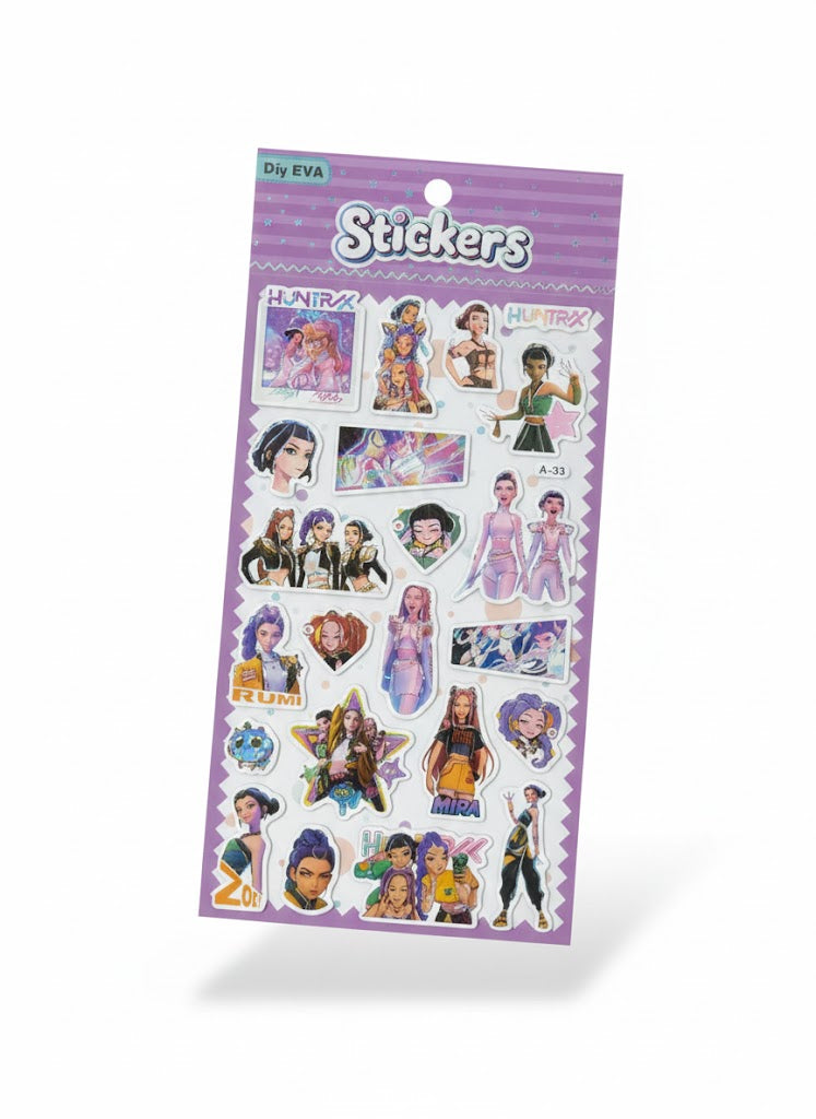 ZESTAW NAKLEJEK 3w1 – ŁOWCY DEMONÓW Rumi Mira Zoey STICKERS