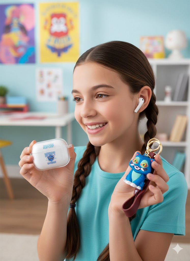 KPOP DEMON HUNTERS – BEZPRZEWODOWE SŁUCHAWKI TWS + BRELOK FIGURKA