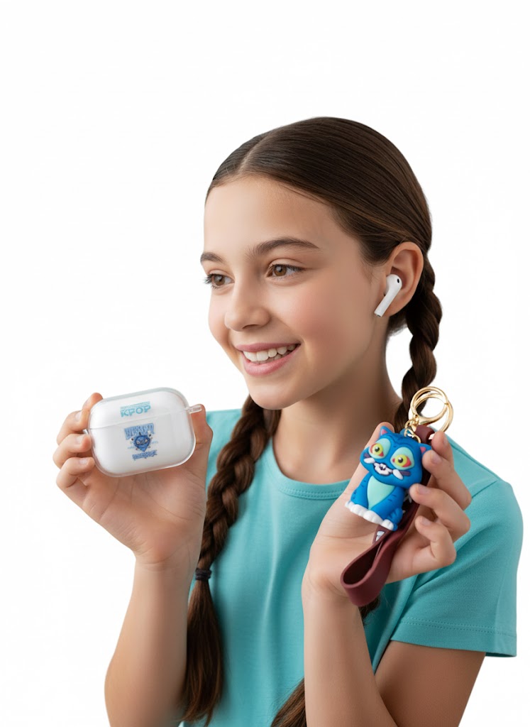 KPOP DEMON HUNTERS – BEZPRZEWODOWE SŁUCHAWKI TWS + BRELOK FIGURKA