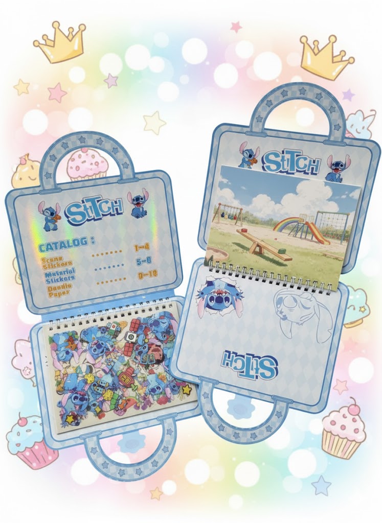 ALBUM Z NAKLEJKAMI W FORMIE TOREBKI – KREATYWNA ZABAWA DLA DZIECI (3 WARIANTY)